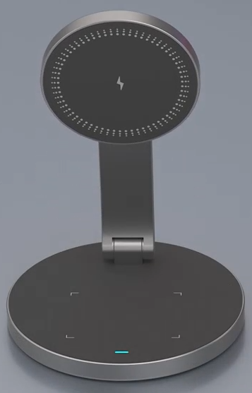 iDock 2 in 1 Portable Foldable Aluminum Alloy Magnetic Phone Wireless Charger Stand Suitable for Phone Earphone