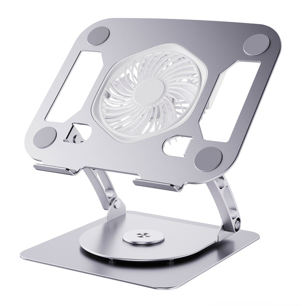 iDock Portable Folding Ergonomic Carbon Steel Laptop Cooling Stand 360° Rotation Laptop Holder with Detachable fan