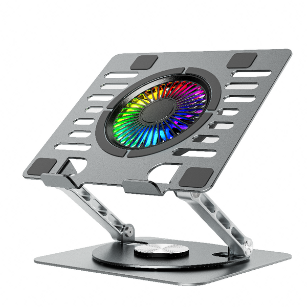 iDock Portable Folding Ergonomic Aluminum Alloy Height Angle Adjustable Laptop Stand Holder with USB Hub and Fan