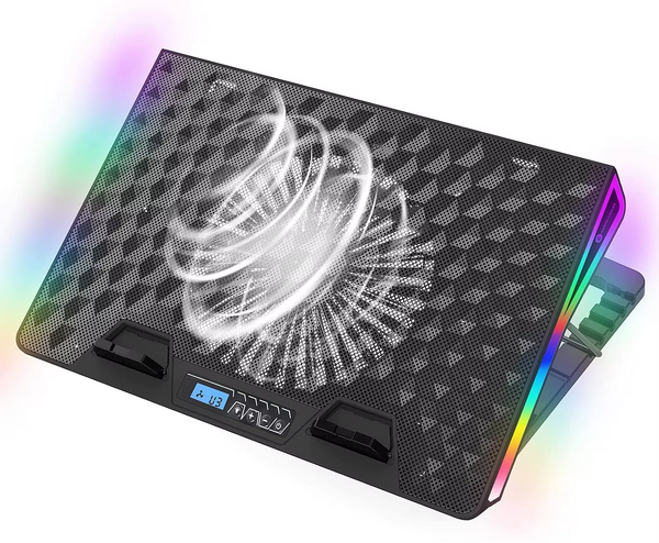 iDock Ergonomic RGB Laptop Cooling Pad for 17-20 Inch Notebook with One Fan Heavy Cooling Pad and Two USB Ports