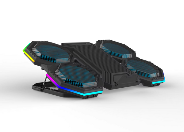 iDock Ergonomic 6 Fans Comfort Notebook Cooler RGB Gaming Laptop Cooler Laptop Cooling Pad with Phone Holder