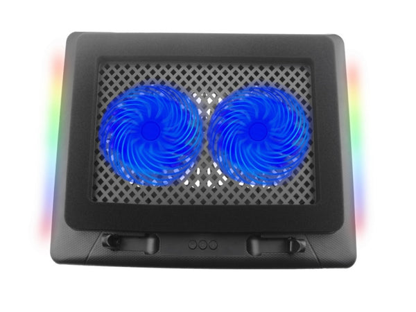 iDock Portable Folding Height Adjustable Two Fans Laptop Cooling Pad with RGB Lights Laptop Cooler Support 12-17 Inch Laptops