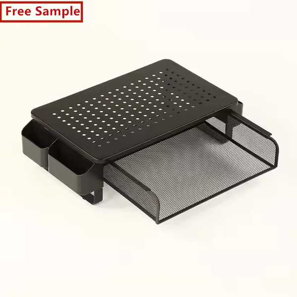 iDock Metal Mesh Printer Holder Desk with Pull Out Storage Organizer Drawer Monitor Stand Riser