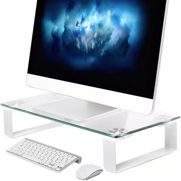iDock Universal Desk Tempered Glass Printer TV Laptop Computer LCD Monitor Riser Stand