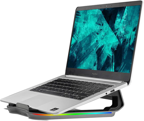 iDock Laptop Stand with USB C HUB Aluminum Laptops Mount Computer Stand with RGB Lights 10 Modes 1.1LB 4 Port USB 3.0