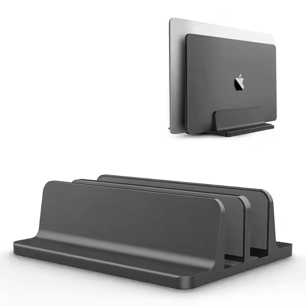 iDock High Quality Aluminum Width Adjustable Black Double Vertical Laptop Stand
