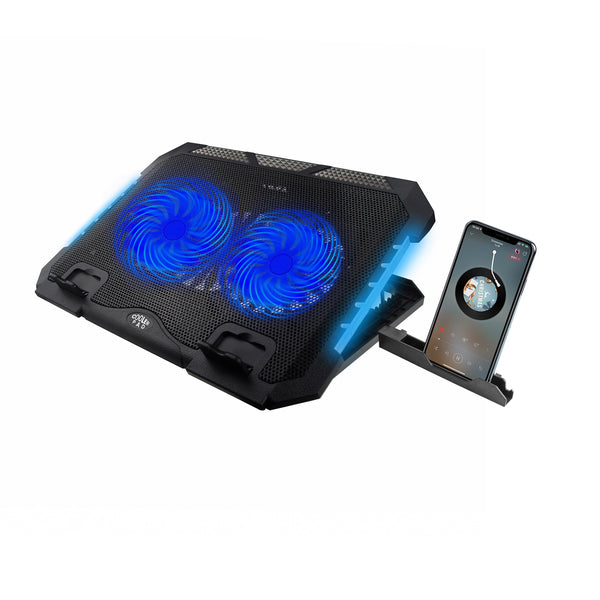 iDock Portable Folding Two Fans Laptop Cooling Pad with Ten RGB Lights Laptop Cooler Support 12-17 Inch Laptop with Phone Stand