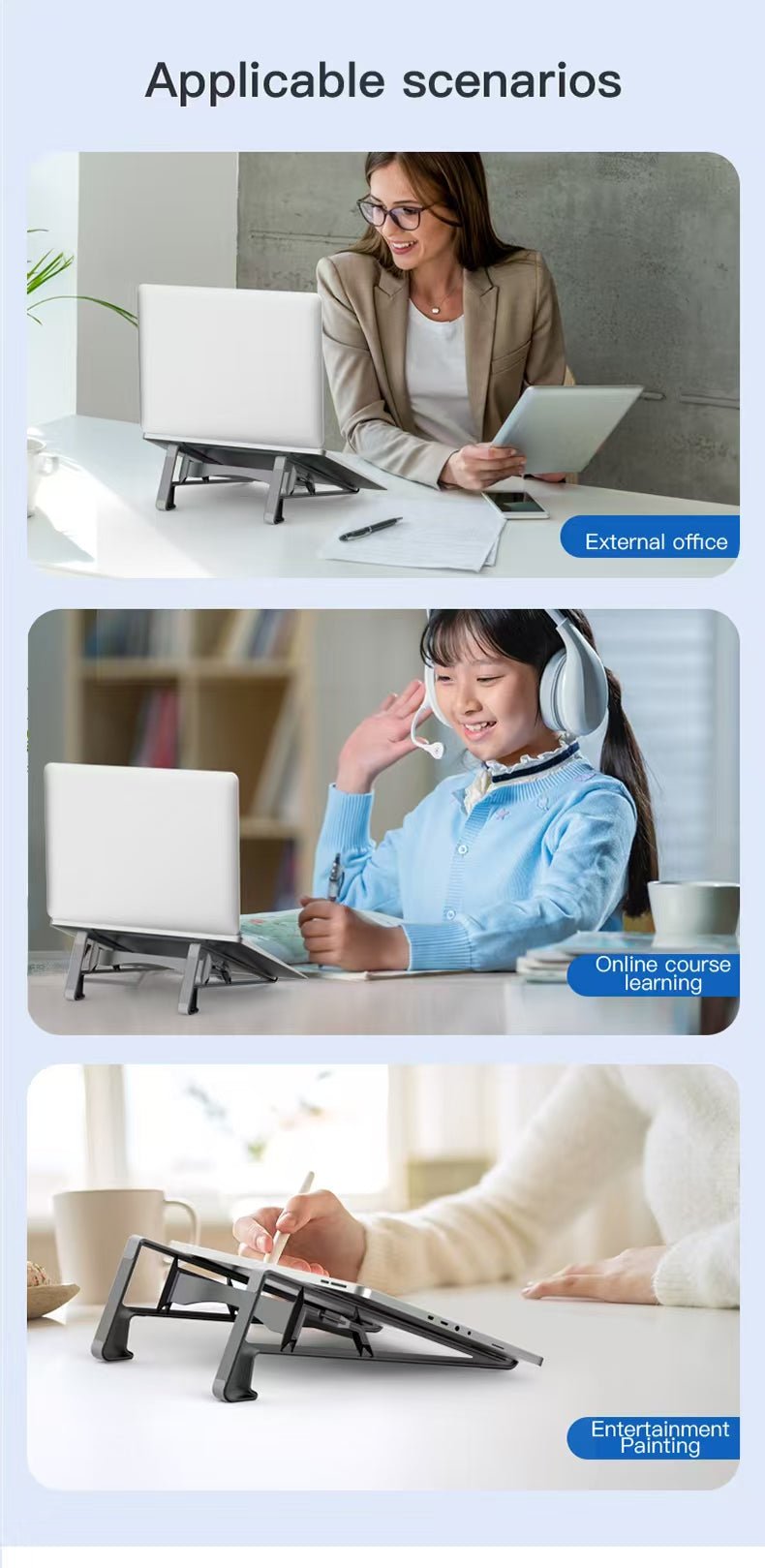 Factory Custom Logo Box iDock 2 In 1 Portable Folding Plastic Desktop Laptop Stand for Under the 17.3 Inches Laptops Tablets - iDock Laptopstand
