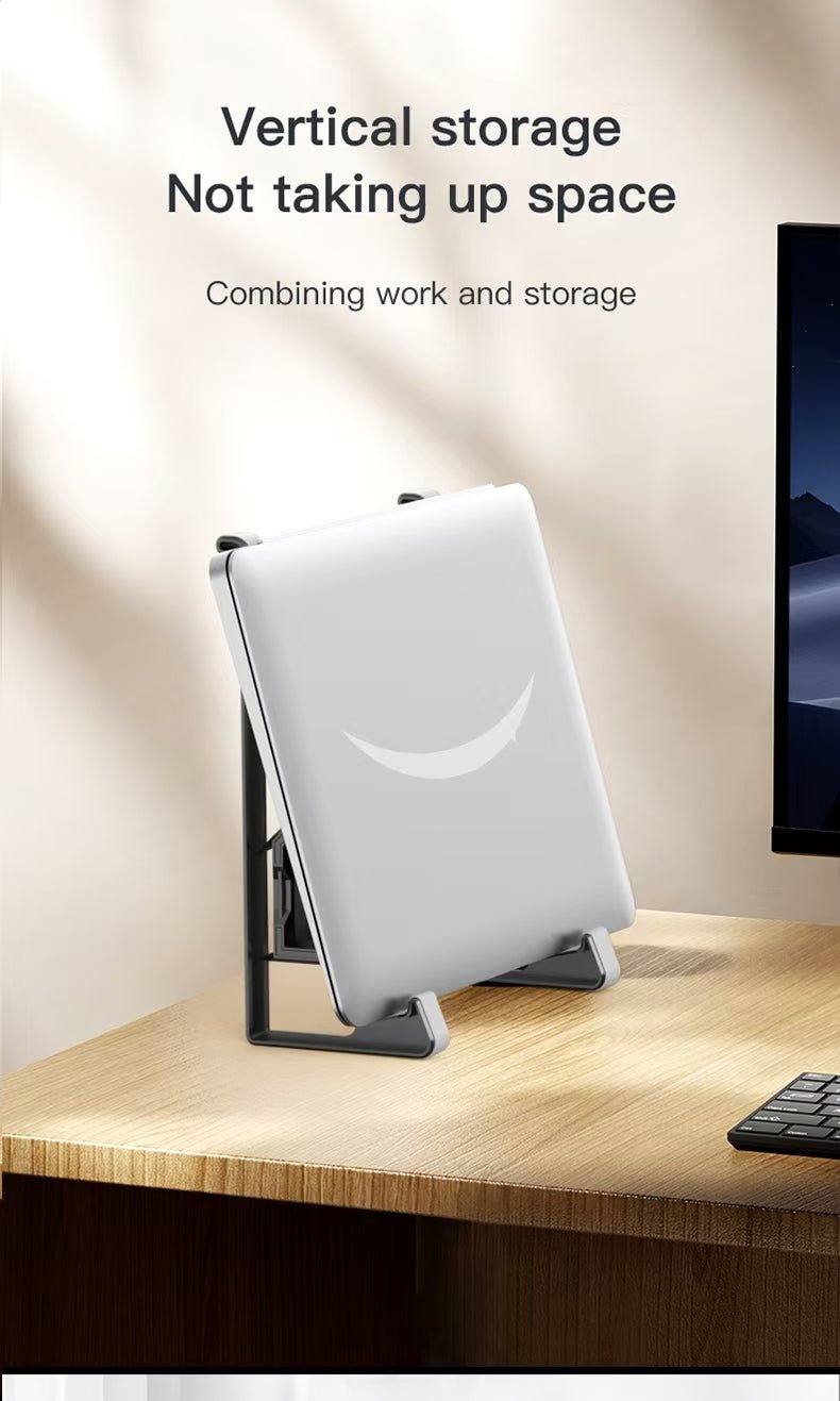 Factory Custom Logo Box iDock 2 In 1 Portable Folding Plastic Desktop Laptop Stand for Under the 17.3 Inches Laptops Tablets - iDock Laptopstand