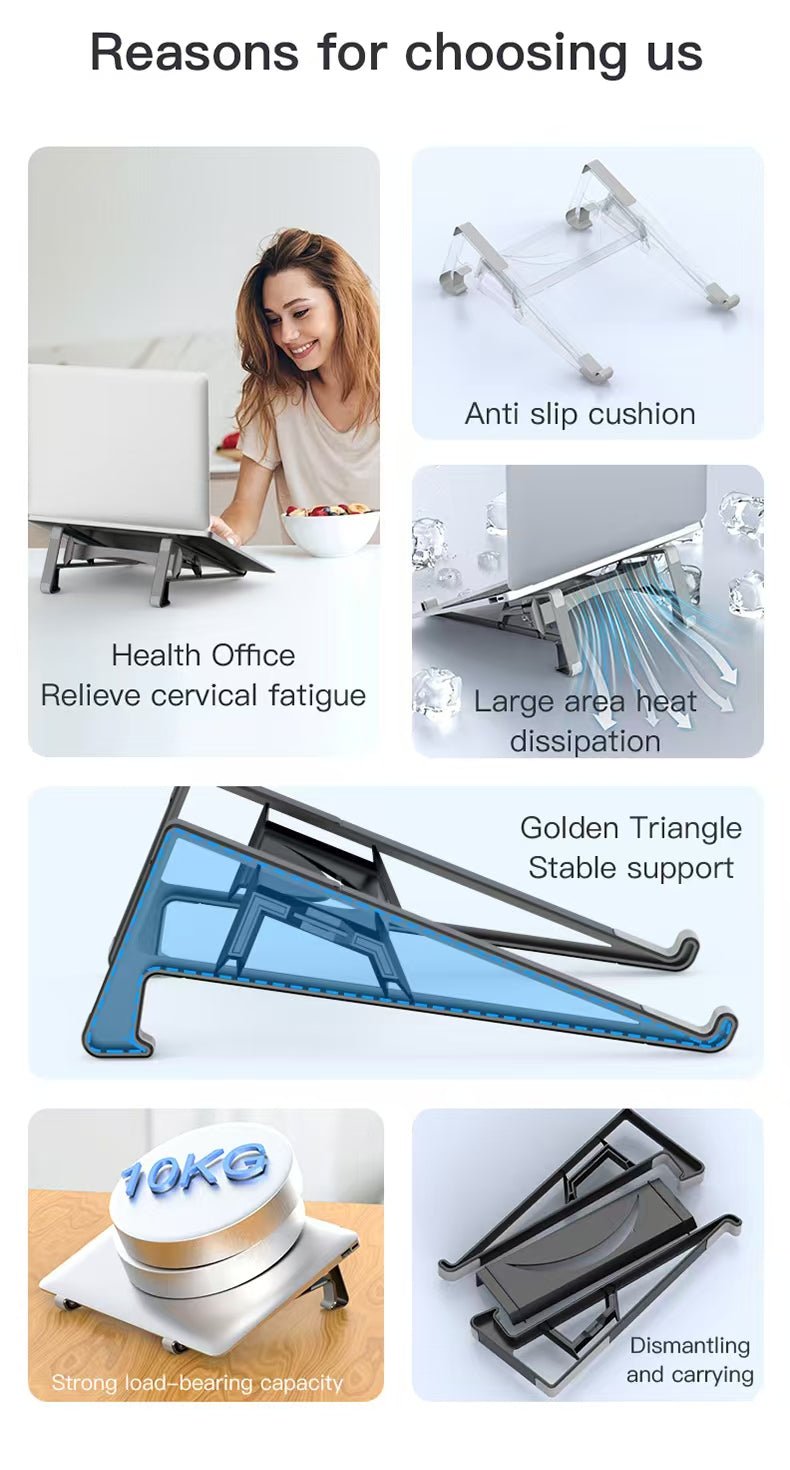 Factory Custom Logo Box iDock 2 In 1 Portable Folding Plastic Desktop Laptop Stand for Under the 17.3 Inches Laptops Tablets - iDock Laptopstand