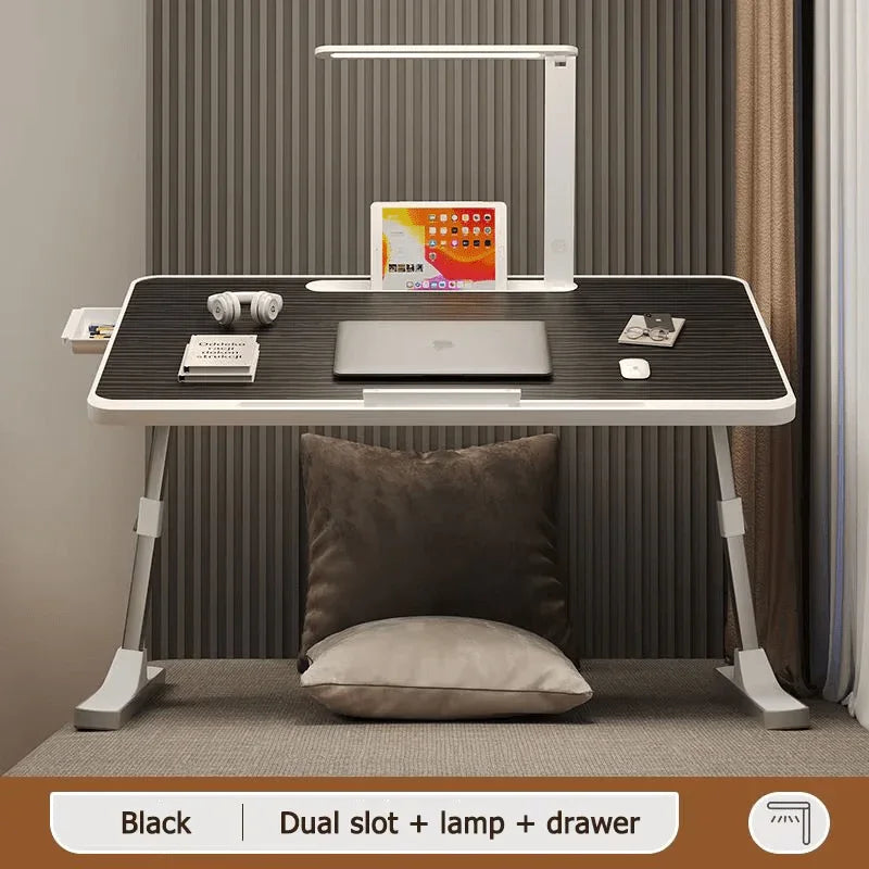 Factory Custom Logo Box iDock Adjustable Laptop Table Portable Folding Laptop Desk Bed Tray with Multi - slot LED Light Drawer - iDock Laptopstand