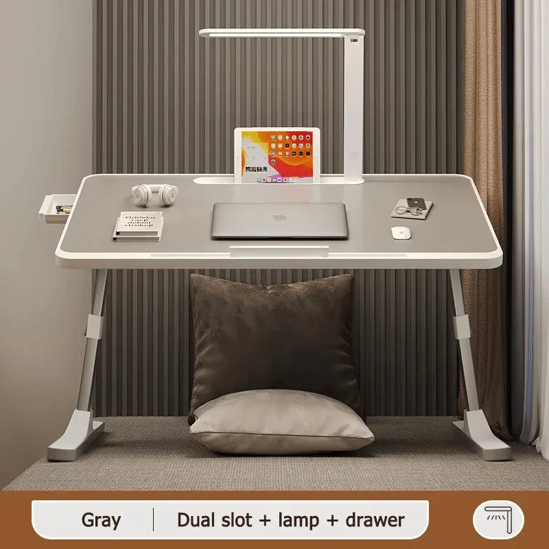 Factory Custom Logo Box iDock Adjustable Laptop Table Portable Folding Laptop Desk Bed Tray with Multi - slot LED Light Drawer - iDock Laptopstand
