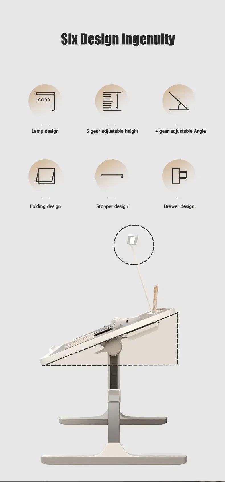 Factory Custom Logo Box iDock Adjustable Laptop Table Portable Folding Laptop Desk Bed Tray with Multi - slot LED Light Drawer - iDock Laptopstand