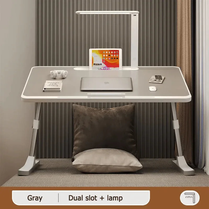 Factory Custom Logo Box iDock Adjustable Laptop Table Portable Folding Laptop Desk Bed Tray with Multi - slot LED Light Drawer - iDock Laptopstand