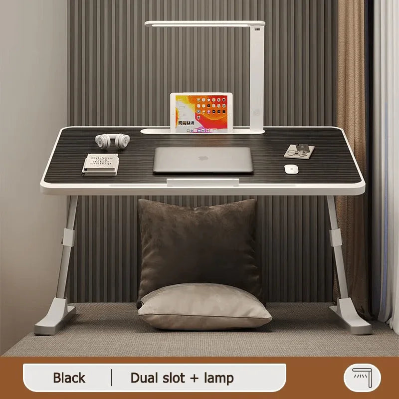Factory Custom Logo Box iDock Adjustable Laptop Table Portable Folding Laptop Desk Bed Tray with Multi - slot LED Light Drawer - iDock Laptopstand