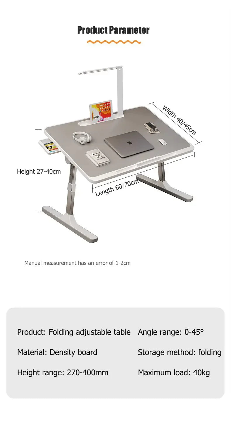 Factory Custom Logo Box iDock Adjustable Laptop Table Portable Folding Laptop Desk Bed Tray with Multi - slot LED Light Drawer - iDock Laptopstand