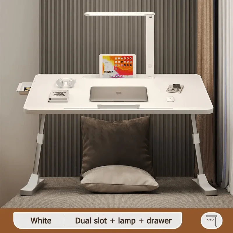 Factory Custom Logo Box iDock Adjustable Laptop Table Portable Folding Laptop Desk Bed Tray with Multi - slot LED Light Drawer - iDock Laptopstand