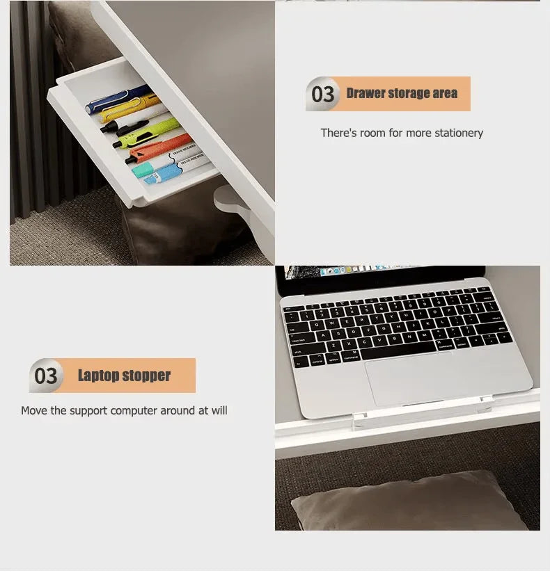 Factory Custom Logo Box iDock Adjustable Laptop Table Portable Folding Laptop Desk Bed Tray with Multi - slot LED Light Drawer - iDock Laptopstand