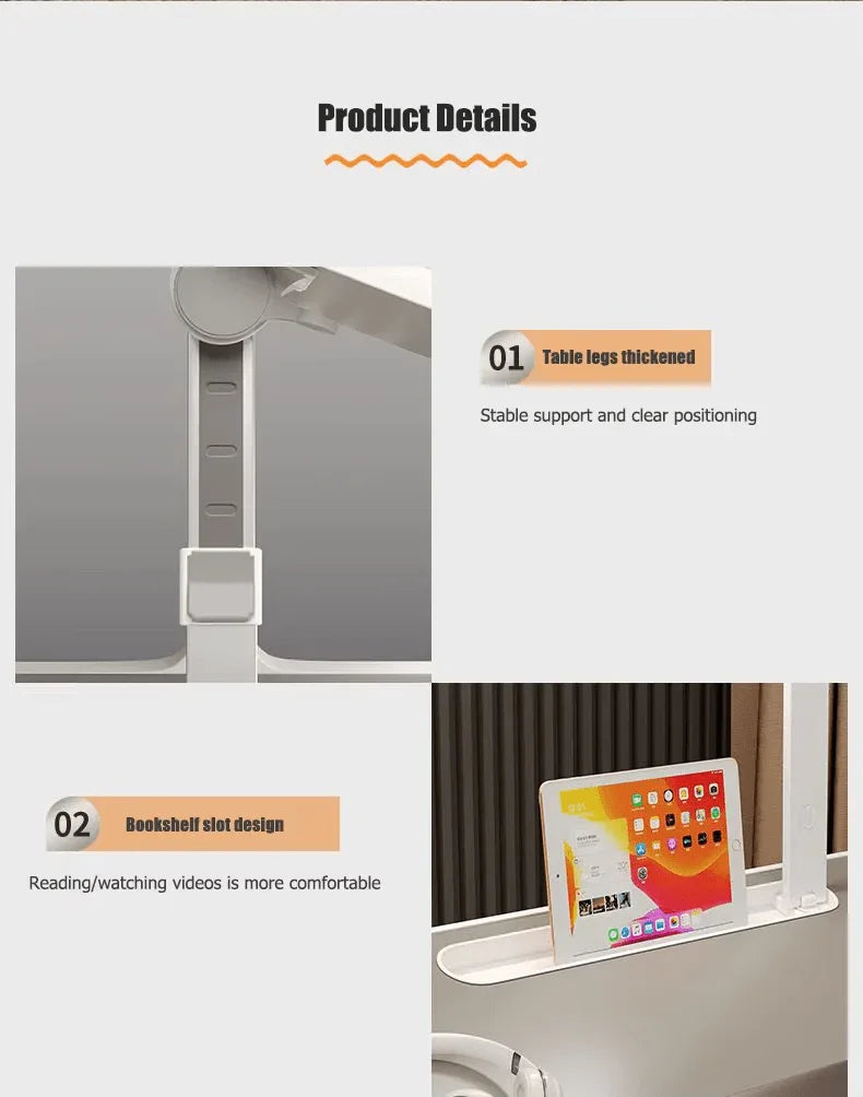 Factory Custom Logo Box iDock Adjustable Laptop Table Portable Folding Laptop Desk Bed Tray with Multi - slot LED Light Drawer - iDock Laptopstand