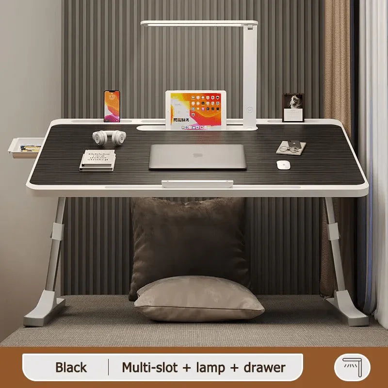 Factory Custom Logo Box iDock Adjustable Laptop Table Portable Folding Laptop Desk Bed Tray with Multi - slot LED Light Drawer - iDock Laptopstand