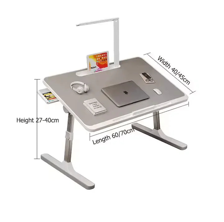 Factory Custom Logo Box iDock Adjustable Laptop Table Portable Folding Laptop Desk Bed Tray with Multi - slot LED Light Drawer - iDock Laptopstand