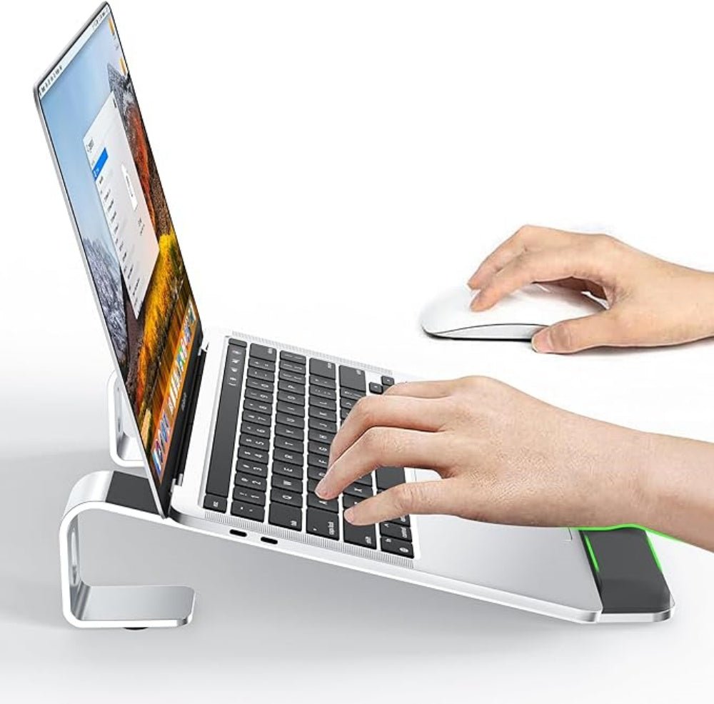 Factory Custom Logo Box iDock Ergonomic Detachable Aluminum Vertical Laptop Stand with Wrist Support Fit for 10 - 17 Inch Laptops - iDock Laptopstand