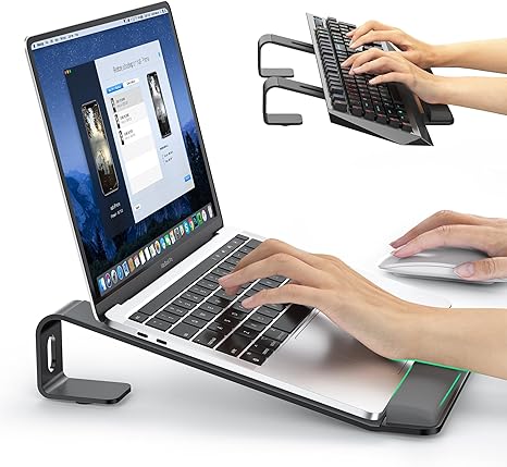 Factory Custom Logo Box iDock Ergonomic Detachable Aluminum Vertical Laptop Stand with Wrist Support Fit for 10 - 17 Inch Laptops - iDock Laptopstand