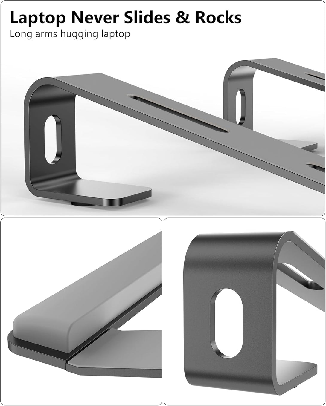 Factory Custom Logo Box iDock Ergonomic Detachable Aluminum Vertical Laptop Stand with Wrist Support Fit for 10 - 17 Inch Laptops - iDock Laptopstand