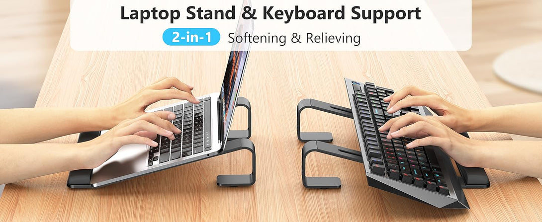 Factory Custom Logo Box iDock Ergonomic Detachable Aluminum Vertical Laptop Stand with Wrist Support Fit for 10 - 17 Inch Laptops - iDock Laptopstand