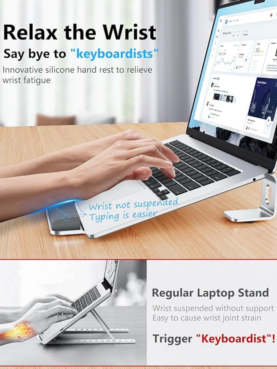 Factory Custom Logo Box iDock Ergonomic Detachable Aluminum Vertical Laptop Stand with Wrist Support Fit for 10 - 17 Inch Laptops - iDock Laptopstand
