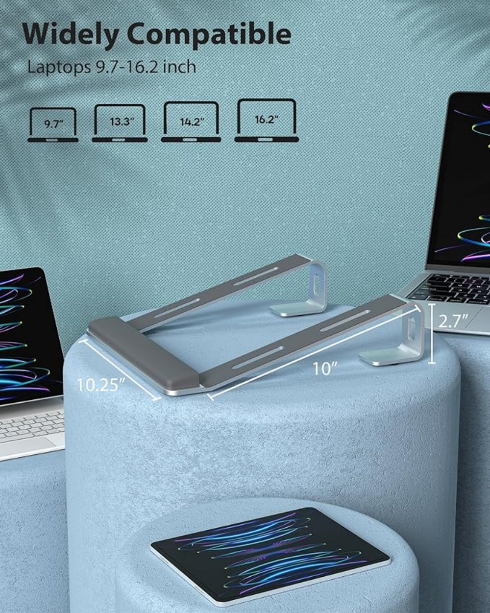 Factory Custom Logo Box iDock Ergonomic Detachable Aluminum Vertical Laptop Stand with Wrist Support Fit for 10 - 17 Inch Laptops - iDock Laptopstand