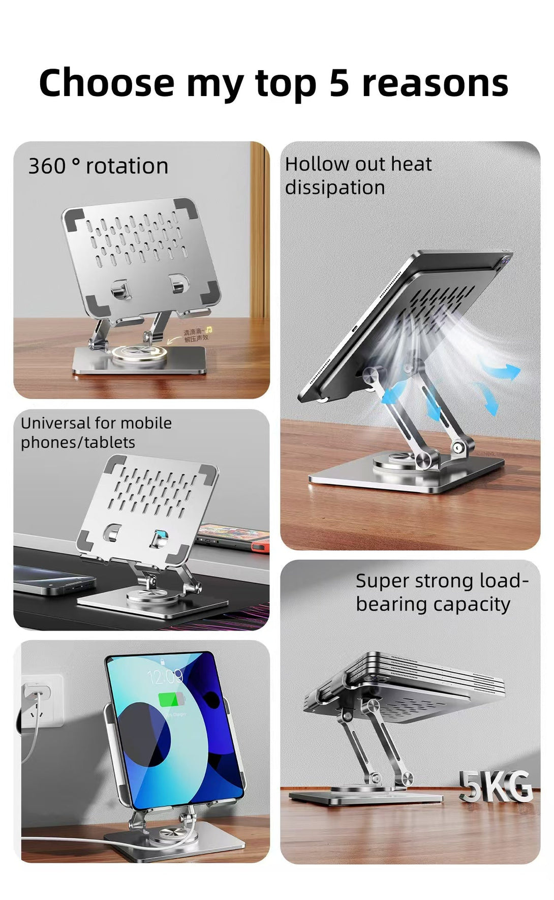Factory Custom Logo Box iDock Ergonomic Portable Folding Adjustable Height 360 Degree Rotatable Tablet Riser Holder iPad Stand - iDock Laptopstand