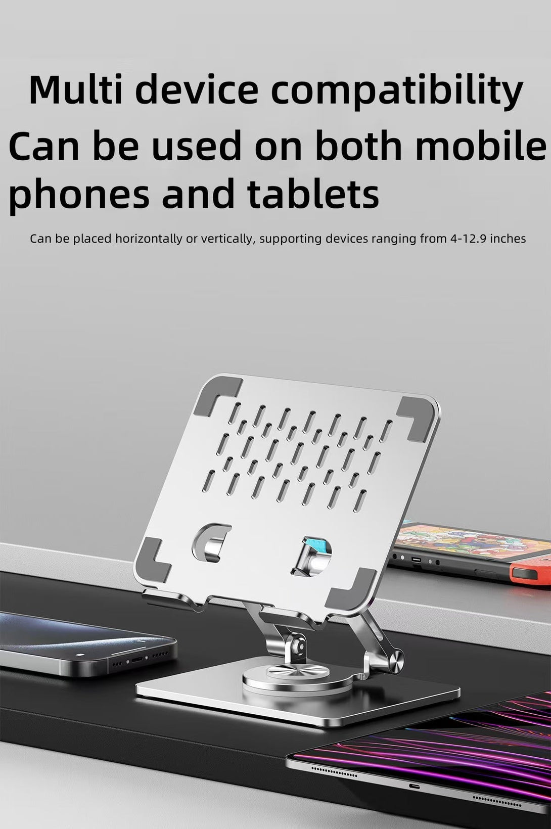 Factory Custom Logo Box iDock Ergonomic Portable Folding Adjustable Height 360 Degree Rotatable Tablet Riser Holder iPad Stand - iDock Laptopstand