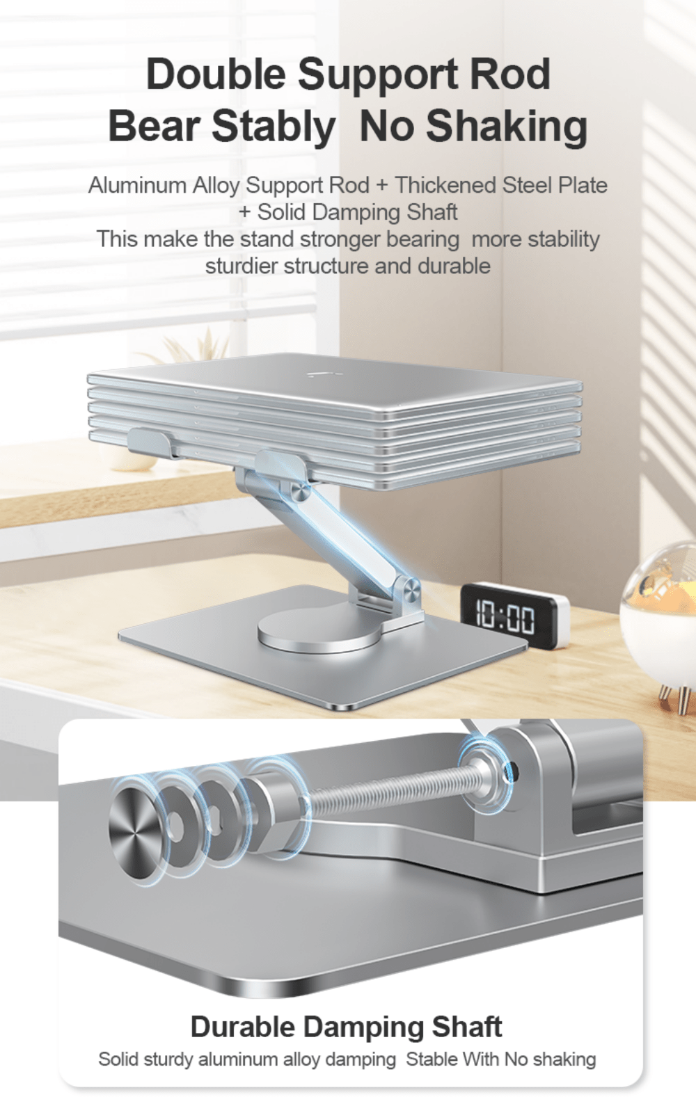 Factory Custom Logo Box iDock Height Angle Adjustable 360 Degree Rotating Desktop Laptop Holder Stand with Type C USB 3.0 HUB - iDock Laptopstand