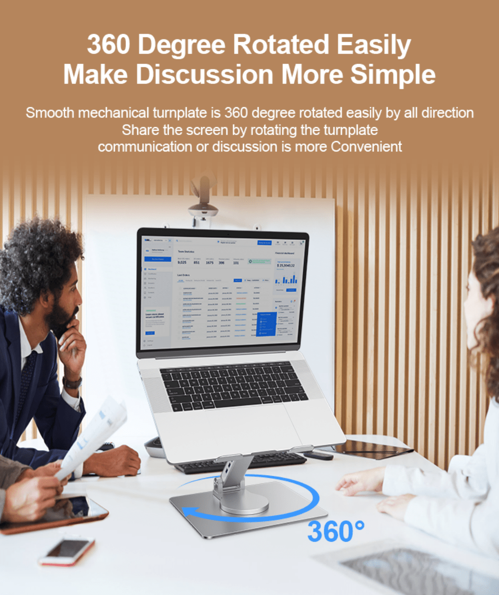 Factory Custom Logo Box iDock Height Angle Adjustable 360 Degree Rotating Desktop Laptop Holder Stand with Type C USB 3.0 HUB - iDock Laptopstand