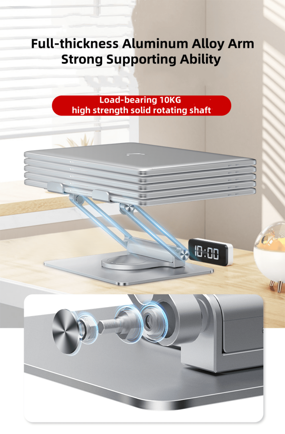 Factory Custom Logo Box iDock Height Angle Adjustable 360 Degree Rotating Two - pole Folding Notebook Stand with Docking Station - iDock Laptopstand