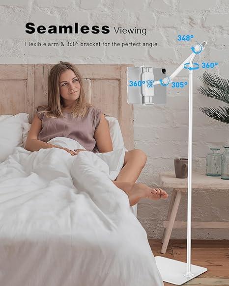 Factory Custom Logo Box iDock Stylish Adjustable Height iPad Floor Holder 360 Rotation Aluminum Tablet Phone Stand for Sofa Bed - iDock Laptopstand