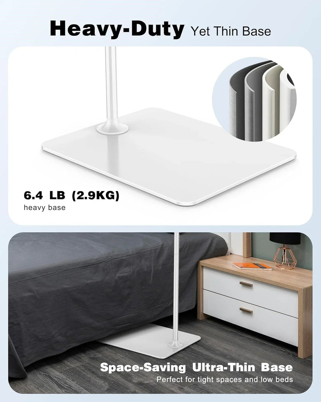 Factory Custom Logo Box iDock Stylish Adjustable Height iPad Floor Holder 360 Rotation Aluminum Tablet Phone Stand for Sofa Bed - iDock Laptopstand
