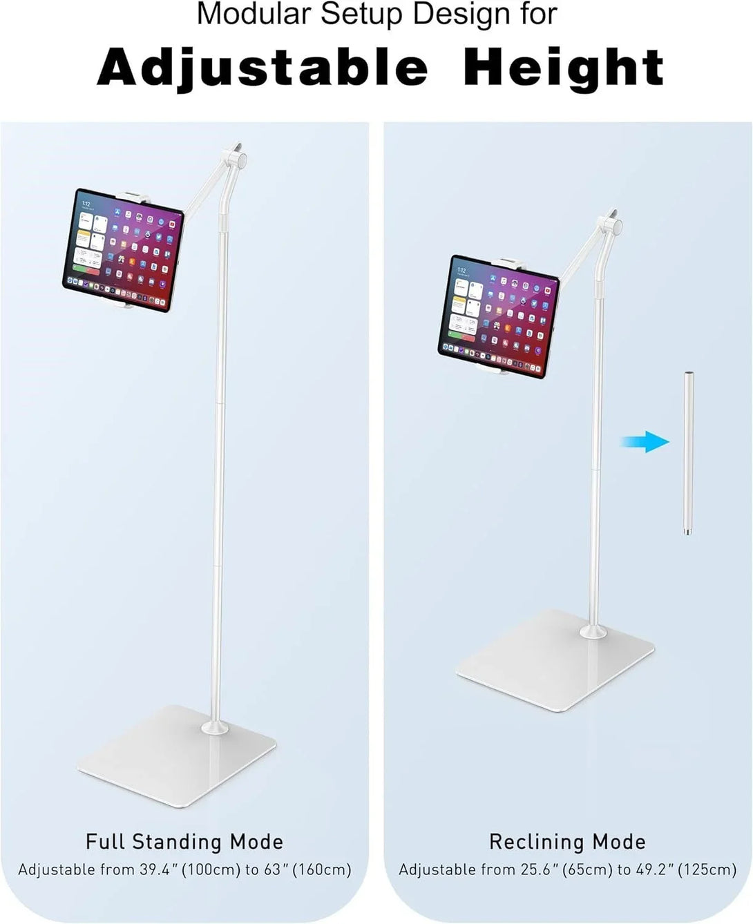 Factory Custom Logo Box iDock Stylish Adjustable Height iPad Floor Holder 360 Rotation Aluminum Tablet Phone Stand for Sofa Bed - iDock Laptopstand