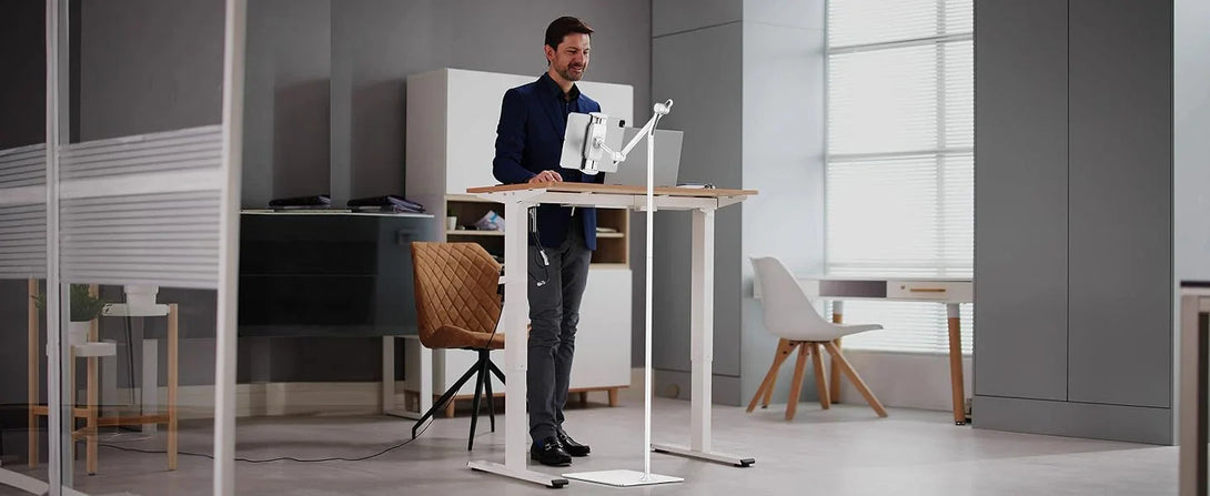 Factory Custom Logo Box iDock Stylish Adjustable Height iPad Floor Holder 360 Rotation Aluminum Tablet Phone Stand for Sofa Bed - iDock Laptopstand