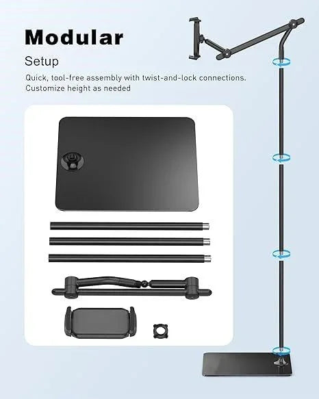 Factory Custom Logo Box iDock Stylish Adjustable Height iPad Floor Holder 360 Rotation Aluminum Tablet Phone Stand for Sofa Bed - iDock Laptopstand