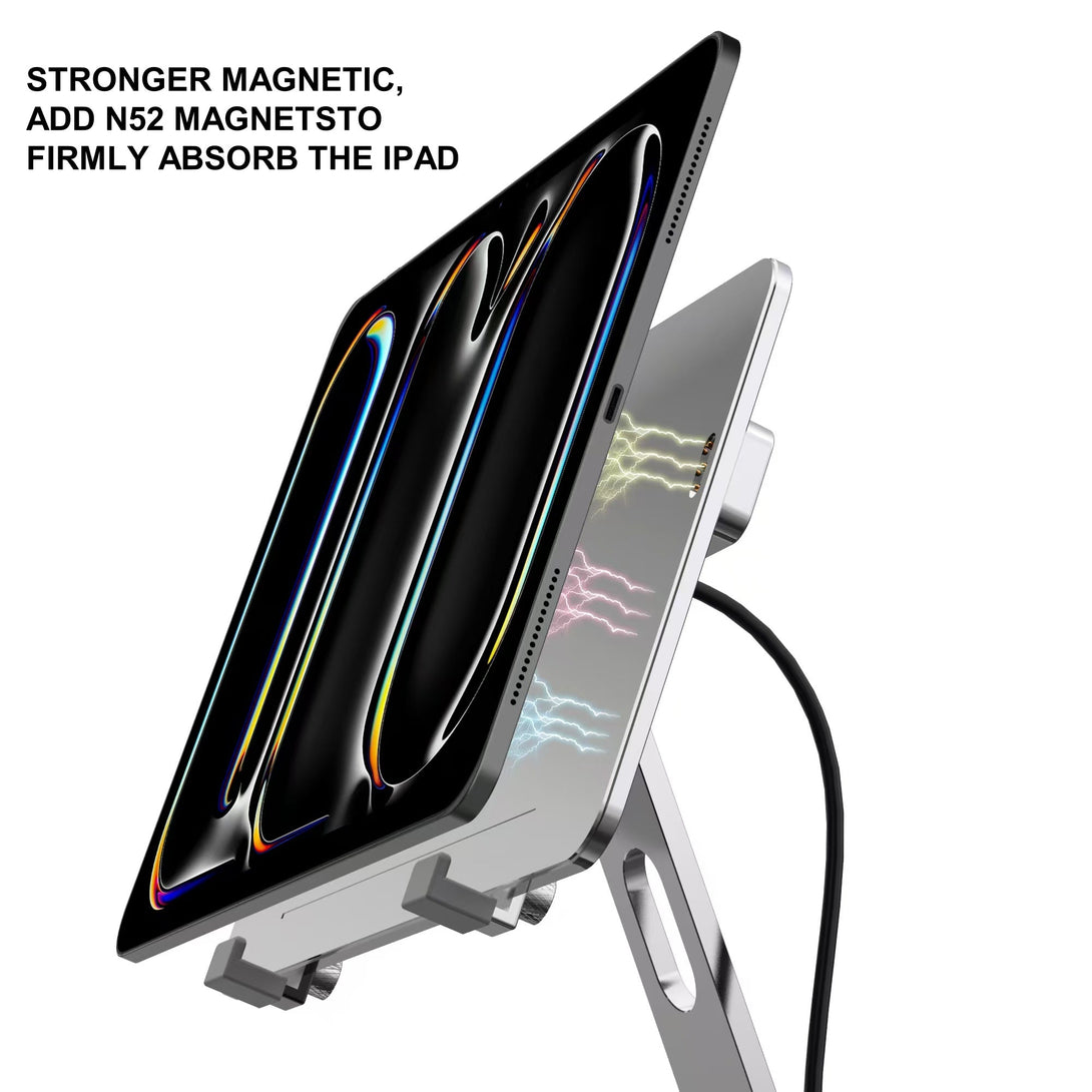 Factory Custom Logo Box Portable Folding Magnetic Aluminum iPad Charger Stand Tablet Charger Holder for iPad 11 12.9 Inch - iDock Laptopstand