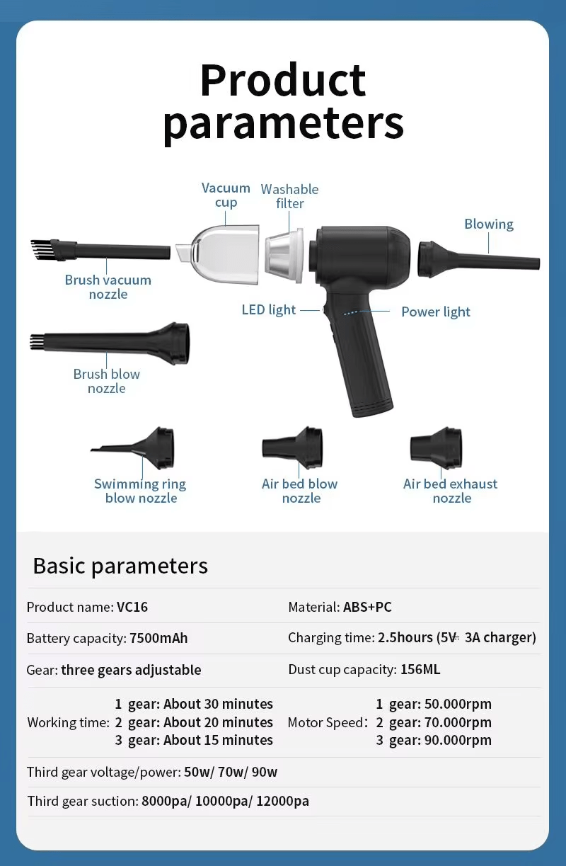 iDock 12000pa Hot selling Portable Cordless High Power Air Blower USB Mini Vacuum Cleaner Handheld Car Vacuum Cleaner - iDock Laptopstand