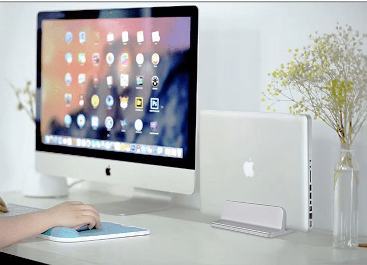 iDock 2 in 1 Design Adjustable Space Saving Computer Holder Vertical Laptop Stand with Slot - iDock Laptopstand