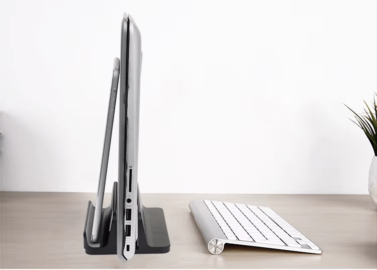 iDock 2 in 1 Design Adjustable Space Saving Computer Holder Vertical Laptop Stand with Slot - iDock Laptopstand