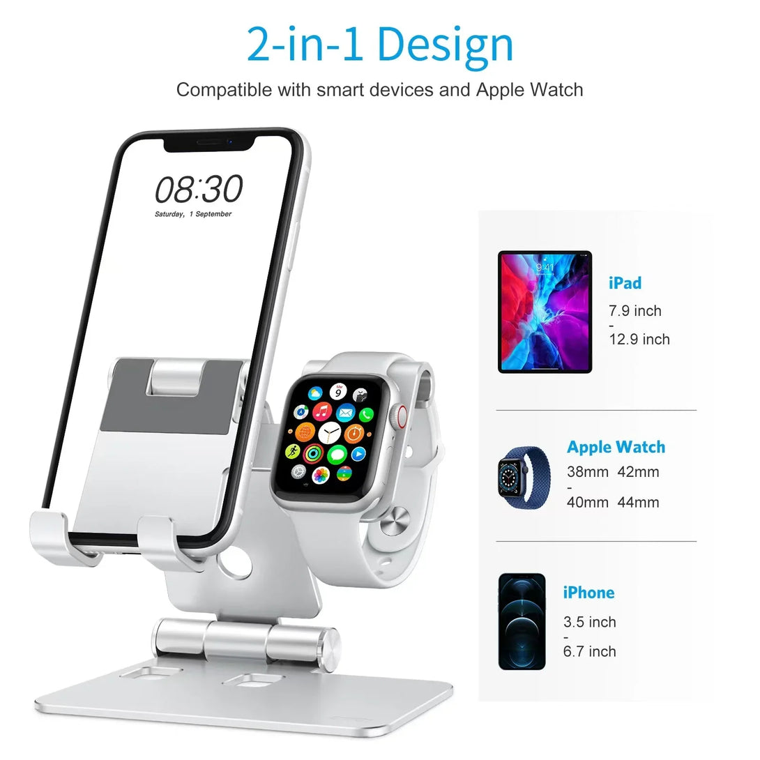 iDock 2 in 1 Design Mobile Phone Desktop Stand Compatible with 3.5 - 12.9 Inch Smart Devices and Apple Watch - iDock Laptopstand