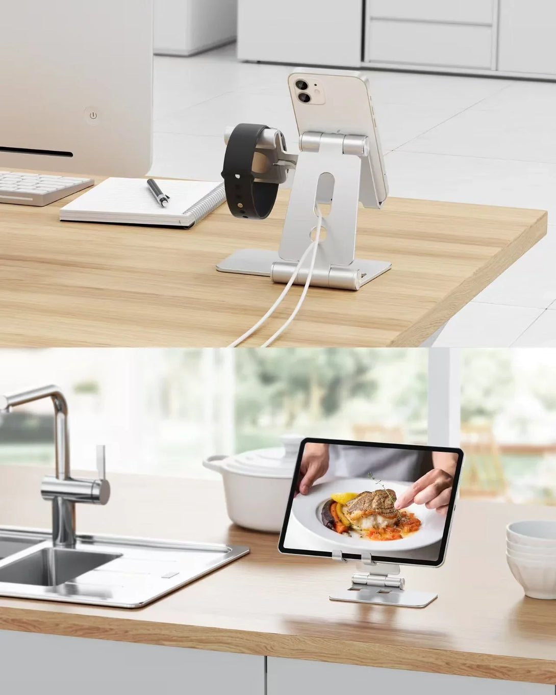 iDock 2 in 1 Design Mobile Phone Desktop Stand Compatible with 3.5 - 12.9 Inch Smart Devices and Apple Watch - iDock Laptopstand