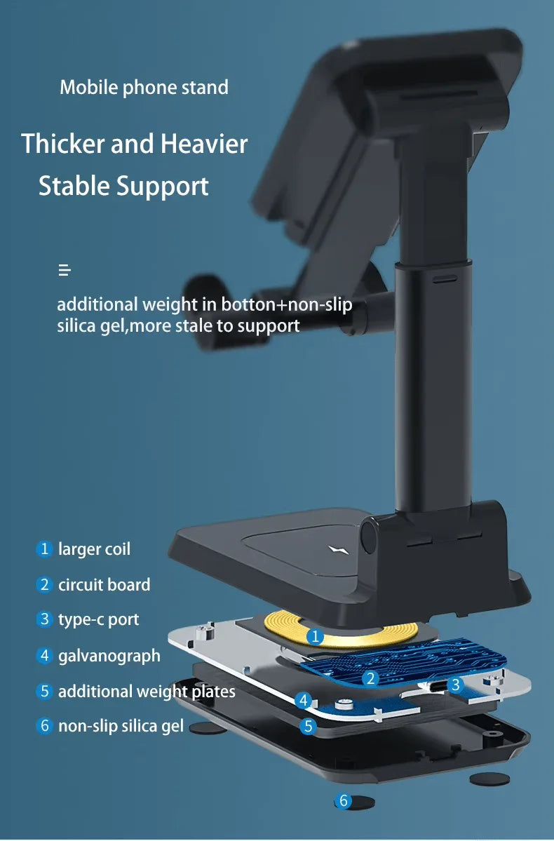 iDock 2 In 1 Wireless Charging Portable Foldable Height Angle Adjustable Mobile Phone Holder Tablet Stand - iDock Laptopstand