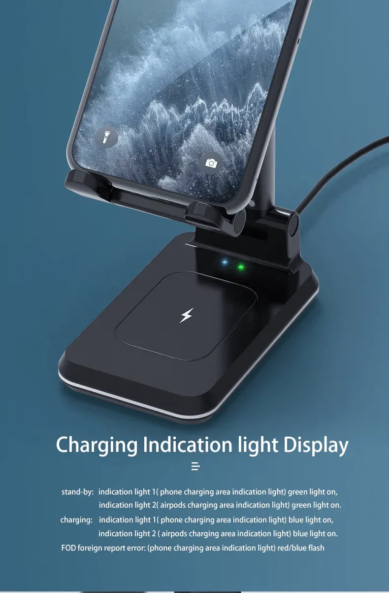 iDock 2 In 1 Wireless Charging Portable Foldable Height Angle Adjustable Mobile Phone Holder Tablet Stand - iDock Laptopstand