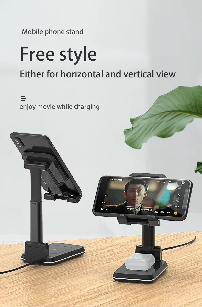iDock 2 In 1 Wireless Charging Portable Foldable Height Angle Adjustable Mobile Phone Holder Tablet Stand - iDock Laptopstand